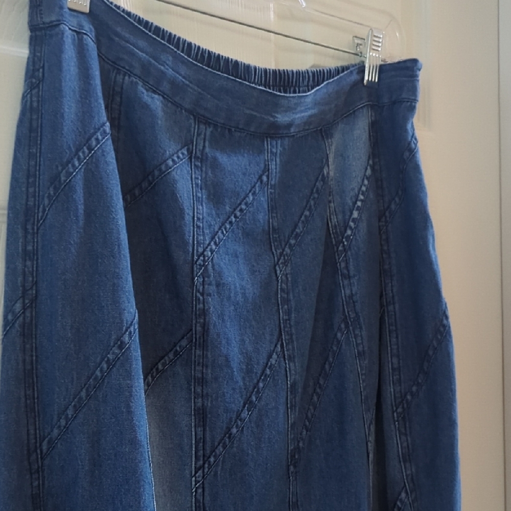 New Studio West Indigo Patchwork Midi Denim Jean … - image 4